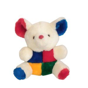 Vintage Mei Da Toys Color Block White Bear Stuffed Plush Toy 7"